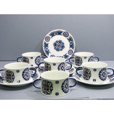 Tazas consome c/plato toxo color (6 unidades)