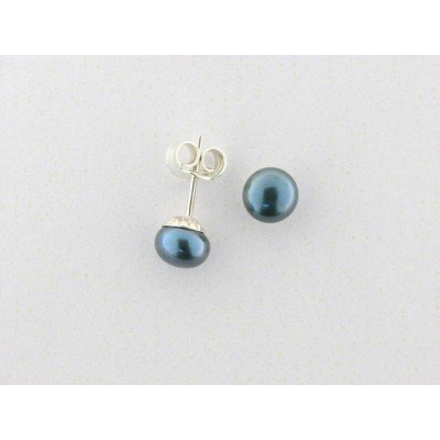 Pendientes plata perla gris